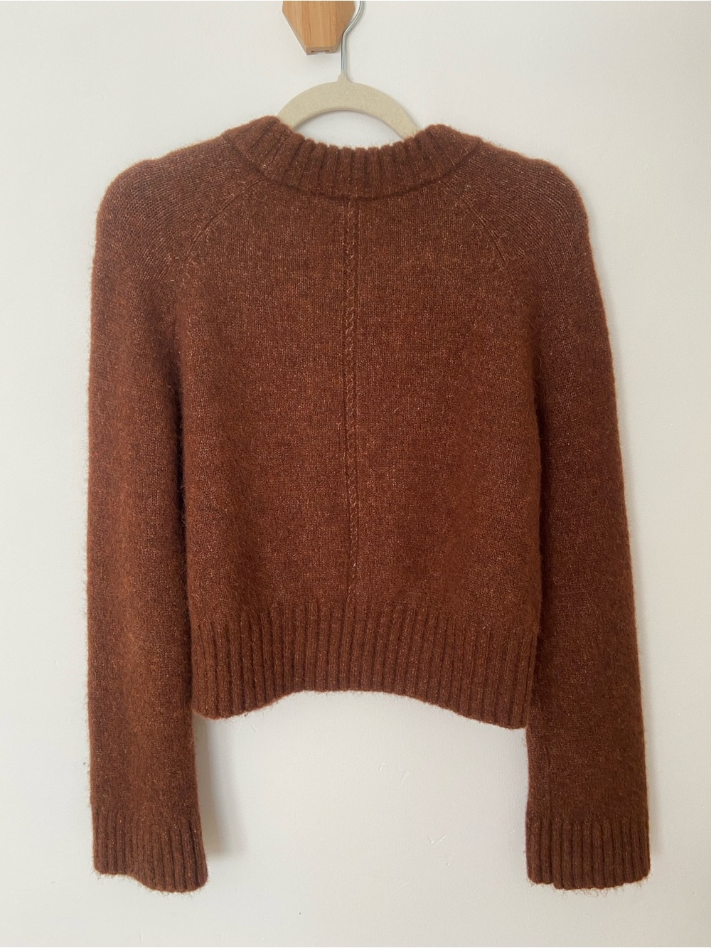 Sezane Sama Jumper Chestnut Brown Baby Alpaca Crew Sweater size XS - Picture 9 of 11
